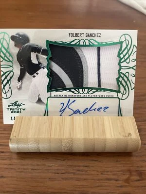 YOLBERT SANCHEZ 2021 LEAF TRINITY GREEN JUMBO PATCH ROOKIE AUTO #44/75 - Image 1 of 4