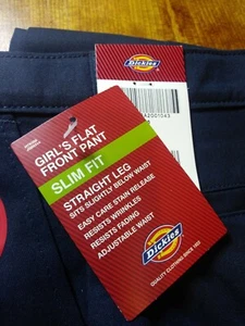 Girls Slim Fit Dickies NEW Straight Leg Stretch Chino Pants Uniform Flat Front - Picture 1 of 4