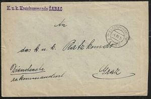 SERBIA 1916 KUK Etappenpost Sabac Cover to Graz - Picture 1 of 2
