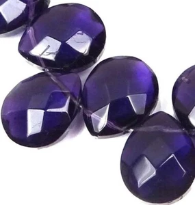 10 Dark Amethyst glass Faceted Briolette teardrop Beads 15x12mm - Picture 1 of 2