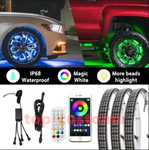17in 3Row App Controlled Universal Wheel Lights Rim Light Rgbw Chasing For Truck - Picture 1 of 6