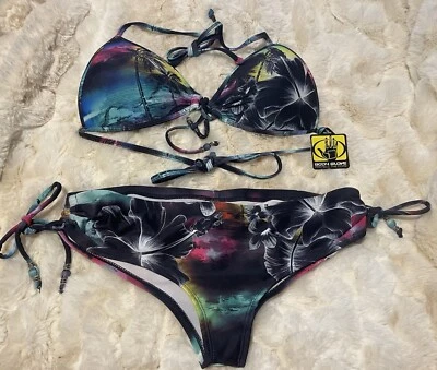 Vintage Body Glove Bikini 2 Piece Swimsuit Hawaiian Tropic White Lotus Medium — 第 1/4 张图片