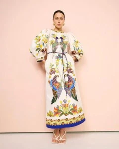Women's Boho Dress Puff Sleeve Hem Slit Elegant Casual Party Cocktail Sundress - Picture 1 of 6