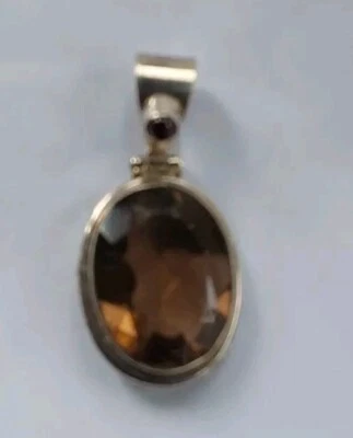 Pingente Vintage Esterlina 0,925 Feminino Marrom e Borgonha - 11,4 Gr 1,25 X 0,75 " - Imagem 1 de 4