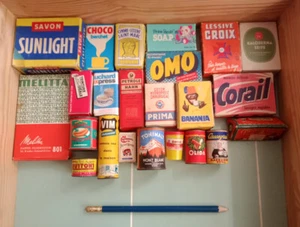 Lot 22 mini boîtes publicitaires (Omo, Banania, Buitoni, Amora ...) - TBE - Imagen 1 de 1