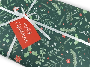 Christmas botanicals gift wrapping paper | Quality gift wrap + tag | Recyclable - Picture 1 of 5