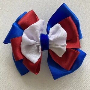 Single Royal Blue, Red & White Hair Bow - Picture 1 of 2