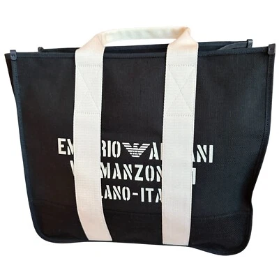 Armani Black Black Fabric Via Manzoni Tote Bag with removable pouch - Image 1 of 4