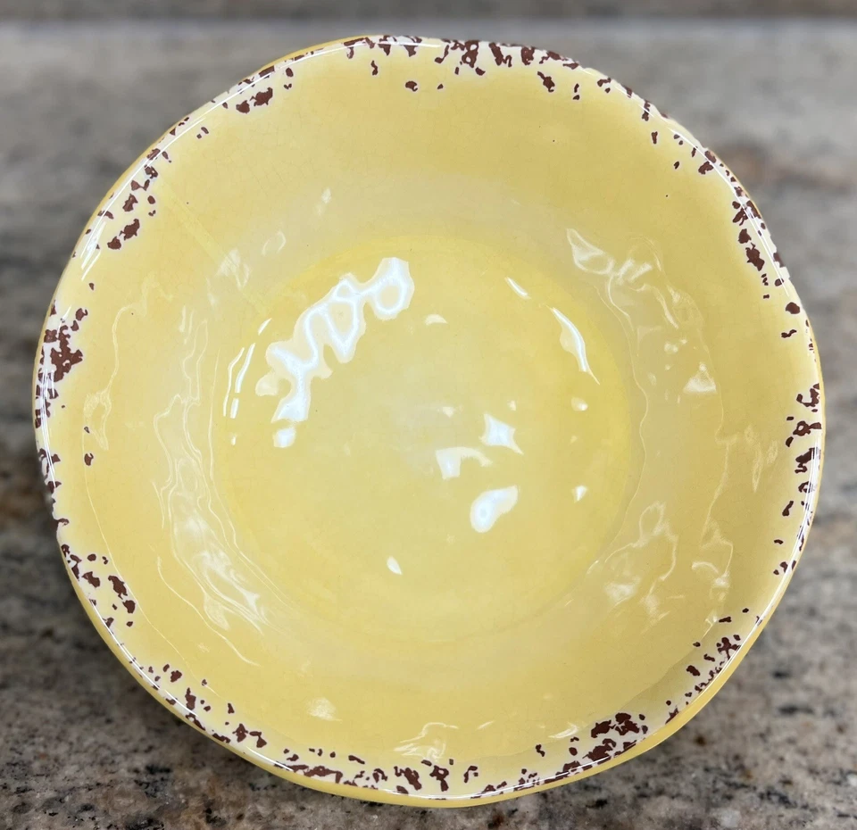 Il Mulino Yellow Crackle Rustic MELAMINE Cereal Bowls Set Of 4 - Image 1 of 1
