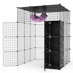 Cat Enclosures w/ Balcony, DIY Cat Playpen Detachable Metal Wire Kennels Crate - Picture 1 of 6