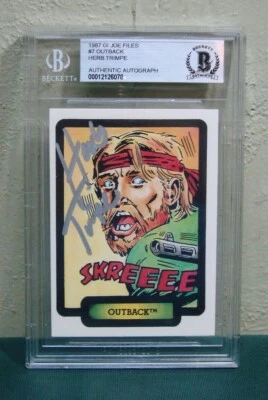 1987 GI Joe Files Card #7 Outback SIGNED HERB TRIMPE Beckett BAS Authentic - Image 1 of 2