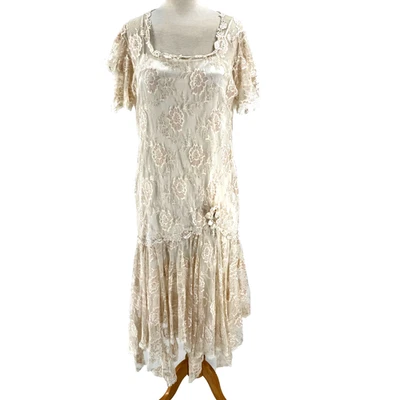 Vintage Cheryl Kaye Roaring 20s Flapper Style Dress Sheer Floral Lace Women's 10 - Image 1 of 4