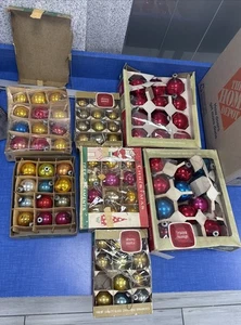 Set Vintage glänzend Brite rot Quecksilber Glas Weihnachtsschmuck - Bild 1 von 15