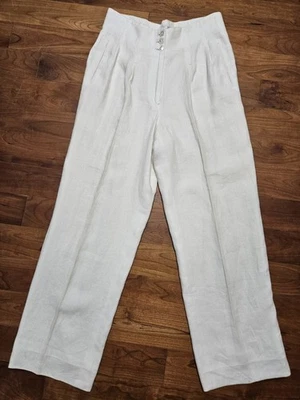 Pantalones de lino vintage de cintura alta para mujer de la colección Anne Klein talla 4 EE. UU. Foto 1 de 4