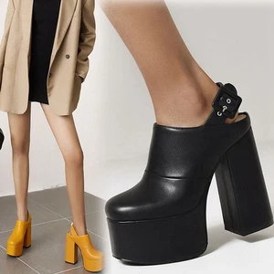 Sexy pasarela para mujer plataforma hebilla con hebilla súper altos tacones de bloque baile con poste - Imagen 1 de 20