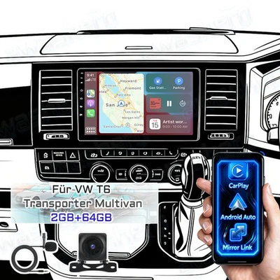 9" 64GB Android15 Carplay Autoradio GPS Navi Für VW T6 Transporter Multivan +KAM - Bild 1 von 4