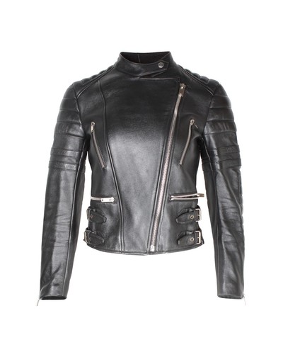 Giacca biker Celine in pelle di agnello donna nera taglia 38