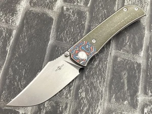 TwoSun Folding Knife M390 Micarta/CF/Titanium Handle Camping Knife TS301-M390-SW - Picture 1 of 11