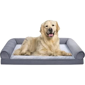 Sofá cama de espuma Amazon Basics para perros mascotas con funda extraíble, gris, 44x35 - Imagen 1 de 4