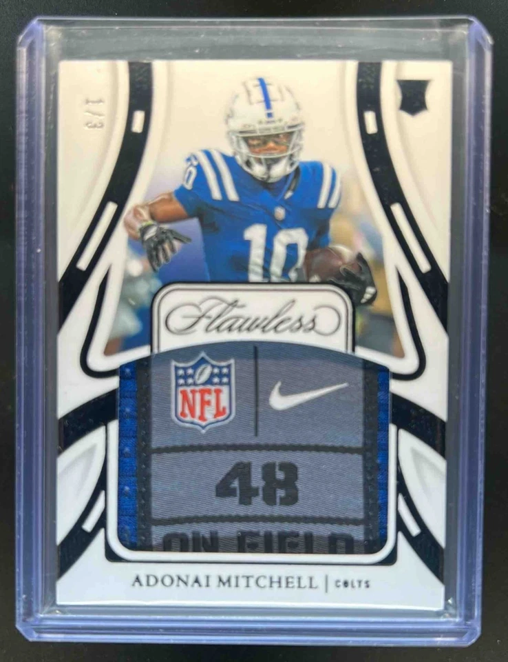 2024 Flawless Adonai Mitchell Rookie Patches Laundry Tag Nike NFL Shield RC #1/3 - Image 1 of 2
