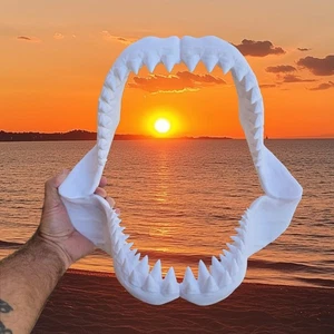 Shark Jaws 40cm 3d Printed Great White Replica Mini Megalodon Ornament - Picture 1 of 5