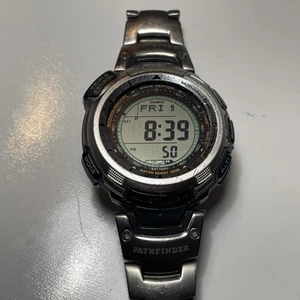 Casio PAW-1300T Solar Pathfinder with Titanium Band - Vintage Working!!! - Picture 1 of 11