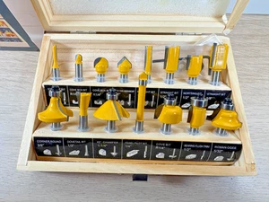 Juegos de brocas de enrutador de 1/4" 15 piezas vástago TCT rojo cortador recto HD TCT - leer - Imagen 1 de 4