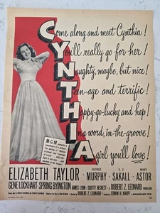 1947 Cynthia MGM movie starring Elizabeth Taylor Vintage magazine ad - Picture 1 of 1