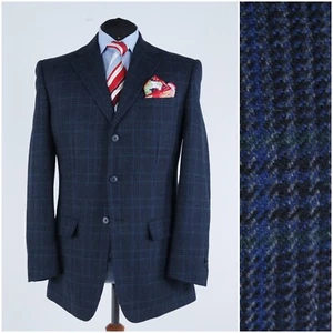 Mens Check Blazer 42R UK Size DIEGO RANIERI Blue Wool Cashmere Sport Coat Jacket - Picture 1 of 14