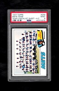 1977 Topps #259 METS TEAM Checklist Sheet-Hand Cut PSA 9 MINT RARE CARD!
