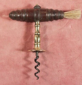 ANTIQUE GEORGIAN c1840 CORKSCREW BRASS SHANK & BUTTON early Victorian - Picture 1 of 7