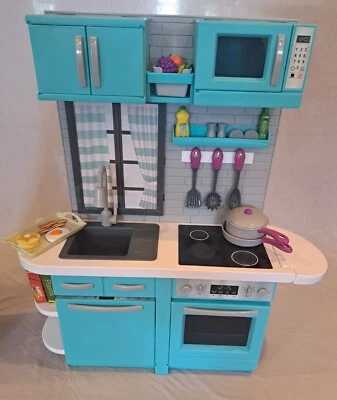 Para Muñecas Niña 18" Mi Vida Como - Juego de Cocina Gabinete Estufa Fregadero Comida Americana Foto 1 de 4