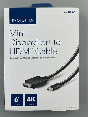 Insignia - 6' Mini DisplayPort-to-HDMI Cable for MacBook - Black NEW - Image 1 of 2