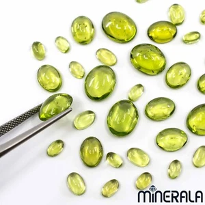 [WHOLESALE] NATURAL GREEN PERIDOT GEMSTONE OVAL CABOCHON VARIOUS SIZES WP000B4 - Picture 1 of 7