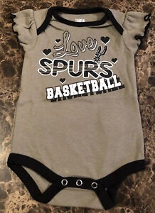 Brand New NBA San Antonio Spurs Girls Infant Bodysuit Creeper Size 0-3M