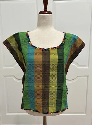 Blusa multicolor Treadle Loom Hecha en Oaxaca México. Hecho artesanal Foto 1 de 4