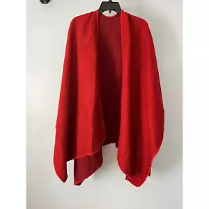 Fleece Blanket Shawl Open Front with Edge Stitch Red Black One Size - Picture 1 of 6