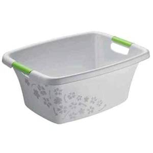 ROTHO Wäschewanne „Flowers“ 50ltr grau/grün Korb sammeln nestbar robust Blumen - Bild 1 von 1