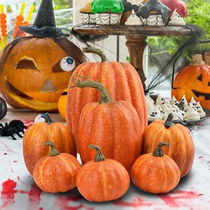 7pcs Foam Pumpkins Assorted Sizes Faux Artificial Pumpkins Tabletop Decorations - Picture 1 of 12