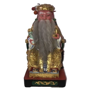 Templo chino de madera dorada estatua de Dios - Viejo hombre - Imagen 1 de 12