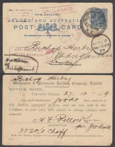 NEW ZEALAND 1899 NOT KNOWN BY/LC/WANGANUI POSTAL STATIONERY POSTCARD (ID:H980)  - Picture 1 of 1