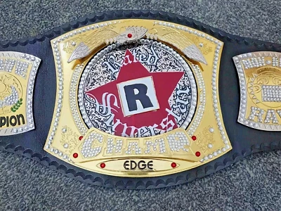 Edge Rated R Spinner Championship (2MM) Belt Adult Size champion Mattel Brass - Image 1 of 4