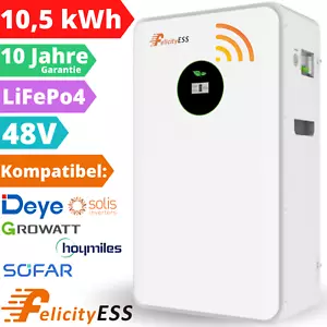 Felicity Solar Speicher Batteriespeicher 10,5 kWh PV Akku 48V LiFePO4 für Deye - Bild 1 von 13