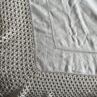 Vintage Square Tablecloth Lace Edged With Embossing Has Marks Restore Upcycle
