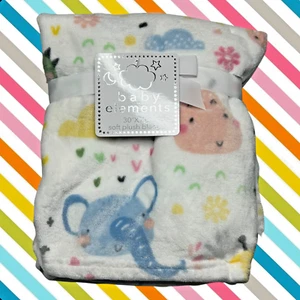 NEW Floral Hearts Clouds Hippo Crocodile Plush Baby Blanket Toddler Elements - Picture 1 of 7