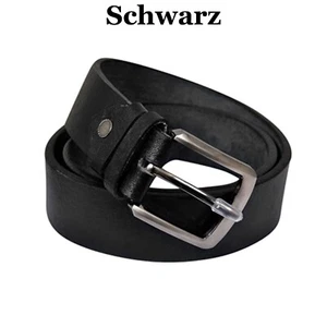 Gürtel02 Herren Damen Eckig Schnalle Schwarz Hosen Belt Breit Übergrößen Leder - Picture 1 of 2