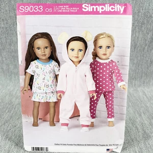 Simplicity 9033 Doll Clothes Pajamas Pants Shorts Top for 18" Dolls Pattern - Picture 1 of 6