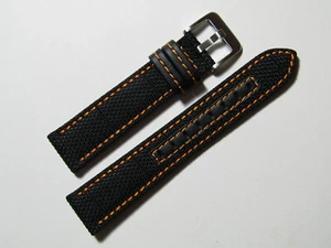 18mm Hadley-Roma MS848 Mens Orange Genuine Nylon and Leather Watch Band Strap - Picture 1 of 3