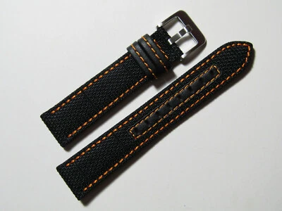 20mm Hadley-Roma MS848 Mens Orange Genuine Nylon and Leather Watch Band Strap - Image 1 of 3