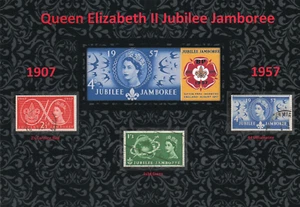 GB QEII NICE DISPLAY OF WORLD SCOUT JUBILEE JAMBOREE 1957 CELEBRATION MINT MM#1 - Picture 1 of 2